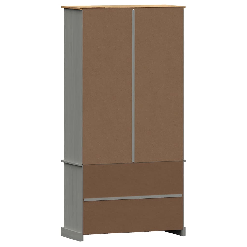 Vitrine en verre VIGO gris 85x35x170 cm bois massif de pin - XIOS