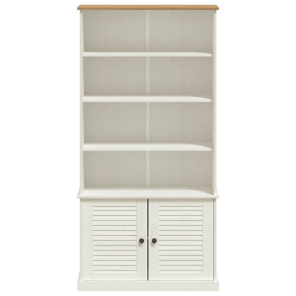 Bibliothèque VIGO blanc 85x35x170 cm bois massif de pin - XIOS