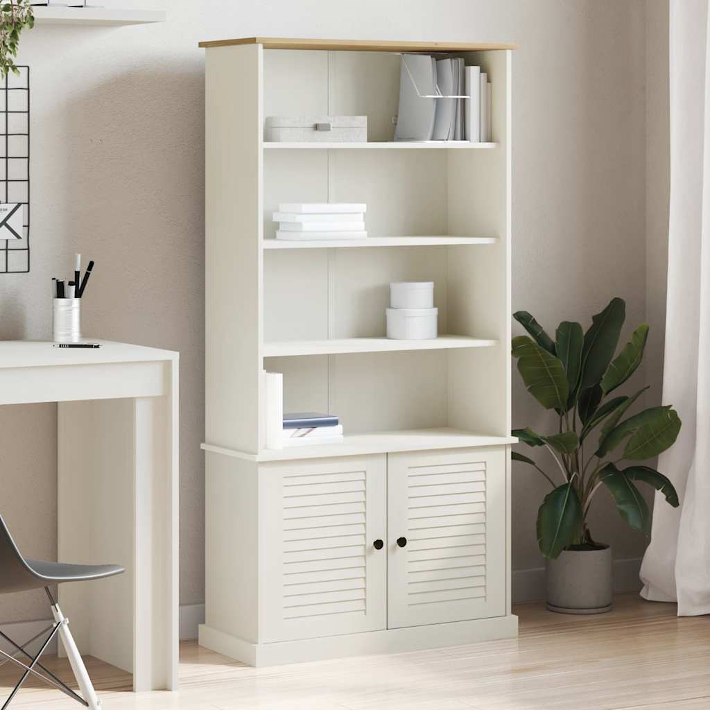 Bibliothèque VIGO blanc 85x35x170 cm bois massif de pin - XIOS
