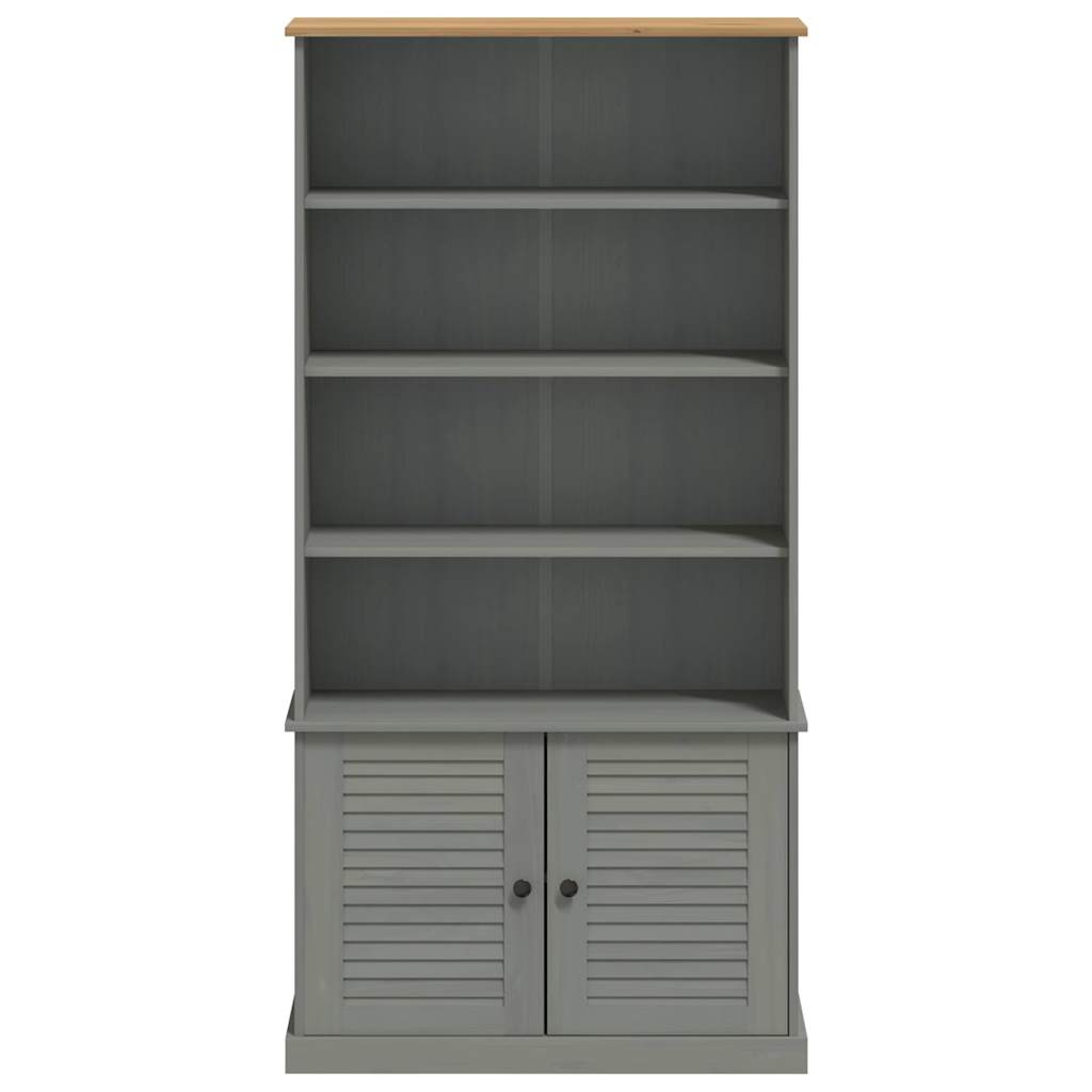 Bibliothèque VIGO gris 85x35x170 cm bois massif de pin - XIOS