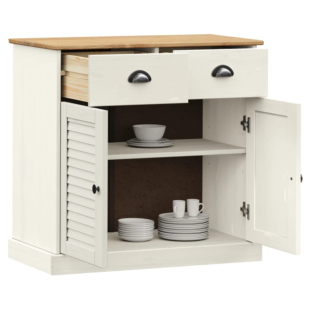 Buffet avec tiroirs VIGO 78x40x75 cm blanc bois massif de pin - XIOS