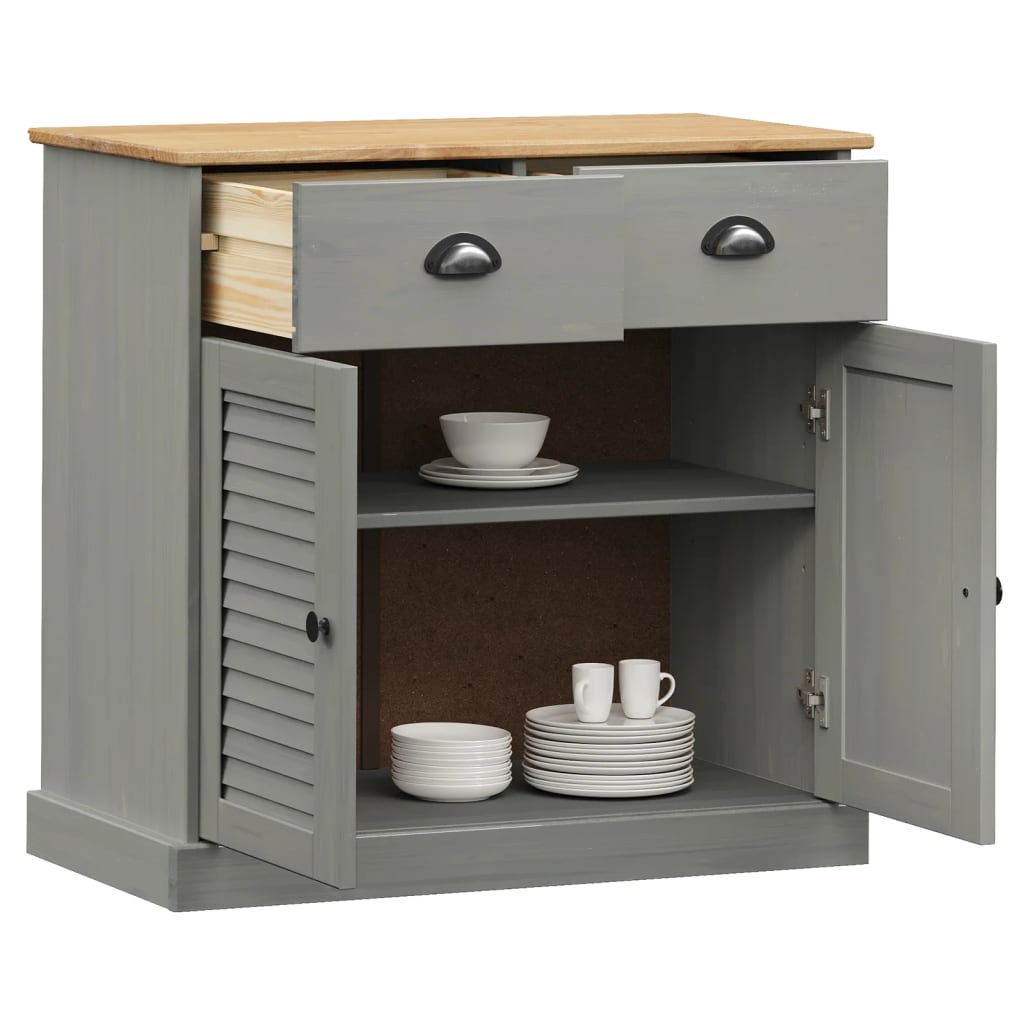 Buffet avec tiroirs VIGO 78x40x75 cm gris bois massif de pin - XIOS