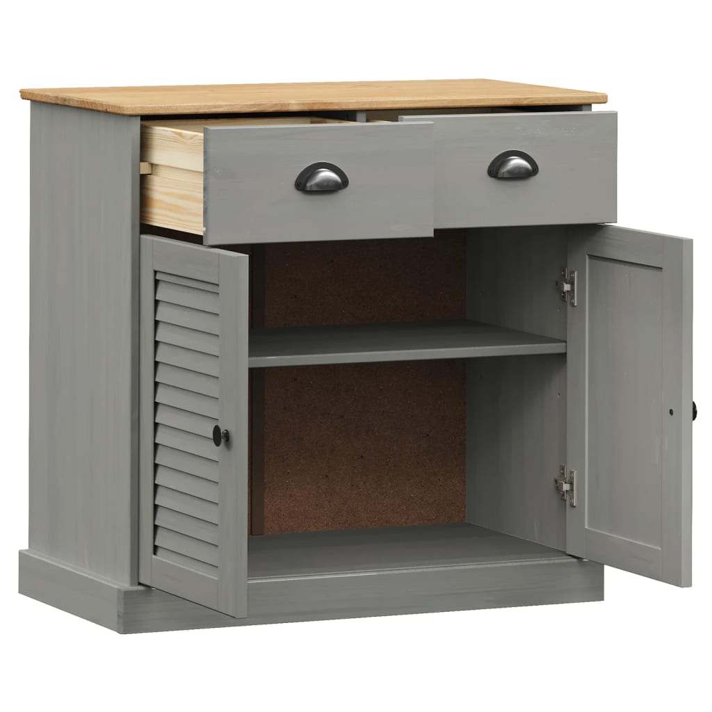 Buffet avec tiroirs VIGO 78x40x75 cm gris bois massif de pin - XIOS