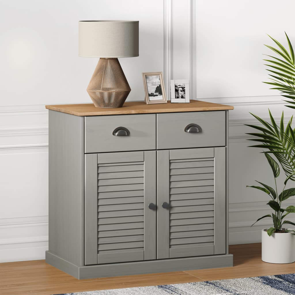 Buffet avec tiroirs VIGO 78x40x75 cm gris bois massif de pin - XIOS