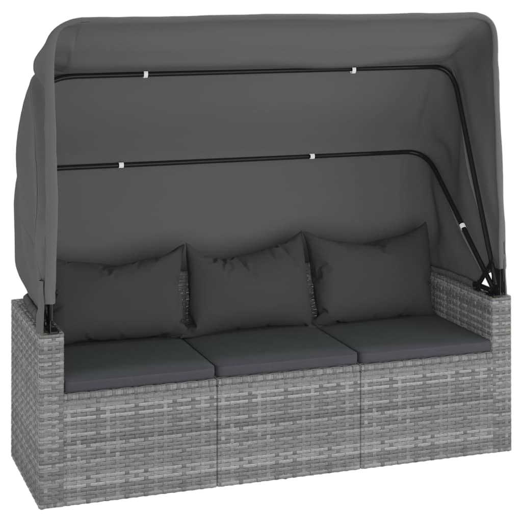 Salon de jardin 4 pcs avec coussins gris résine tressée