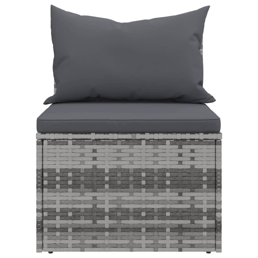 Salon de jardin 4 pcs avec coussins gris résine tressée