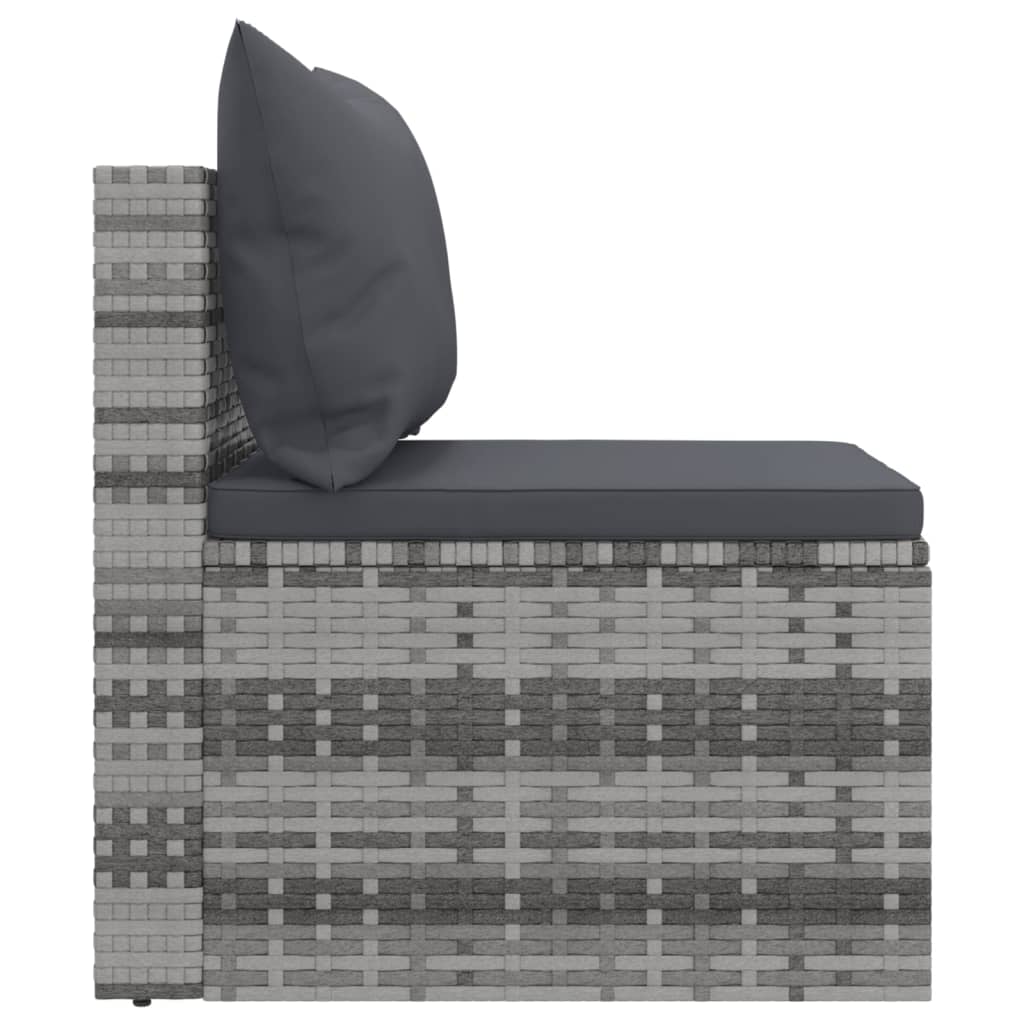 Salon de jardin 4 pcs avec coussins gris résine tressée