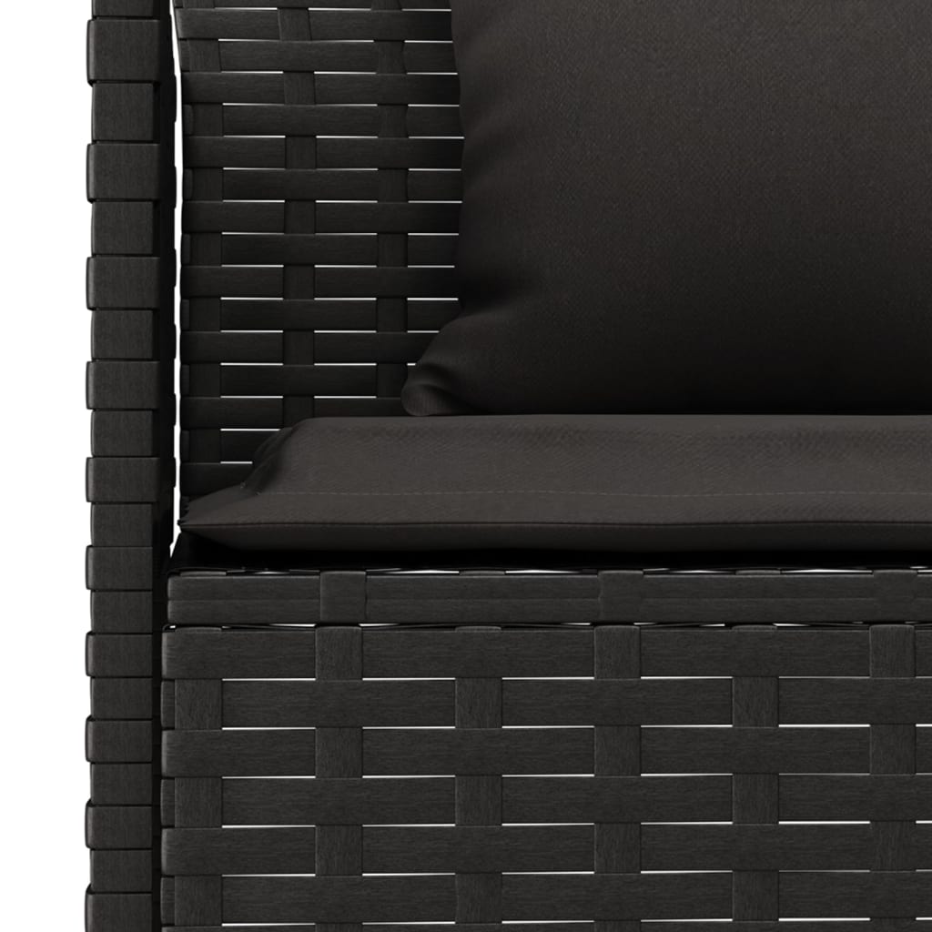 Ensemble à manger de jardin coussins 6pcs noir résine tressée