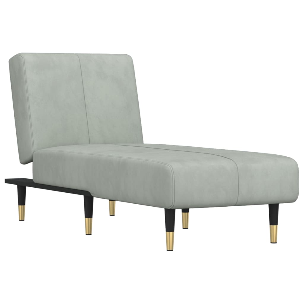 Chaise longue gris clair velours - XIOS