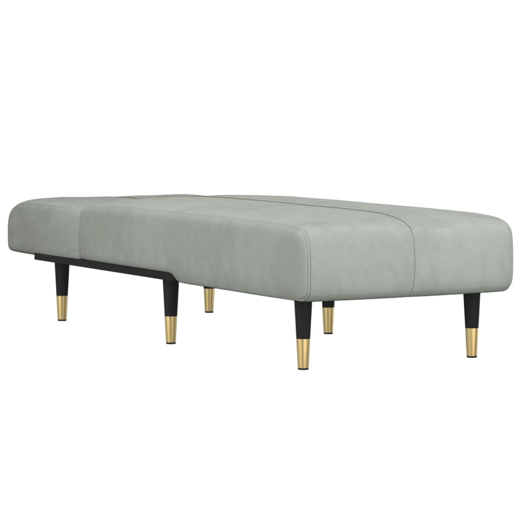 Chaise longue gris clair velours - XIOS
