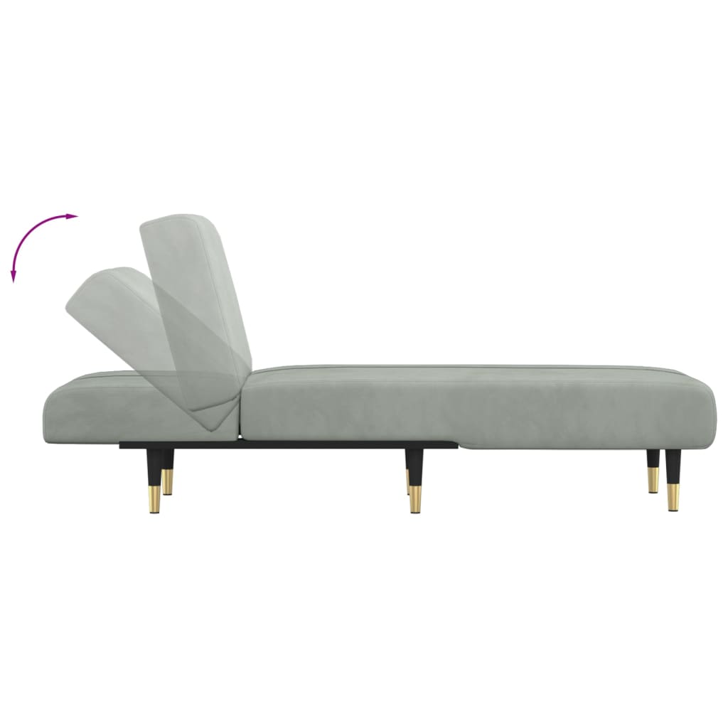 Chaise longue gris clair velours - XIOS