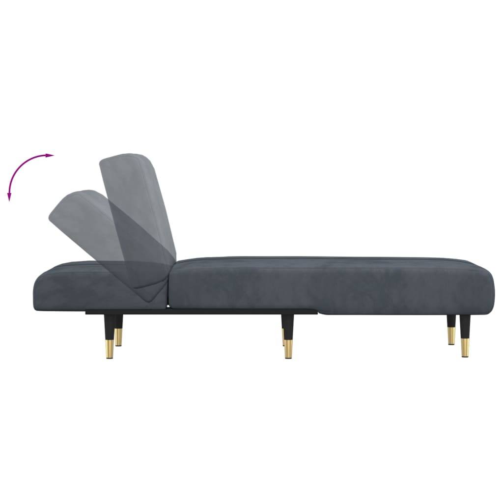 Chaise longue gris foncé velours - XIOS