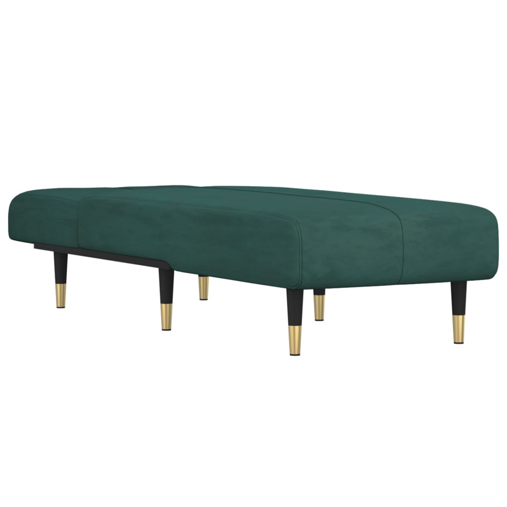 Chaise longue vert foncé velours - XIOS
