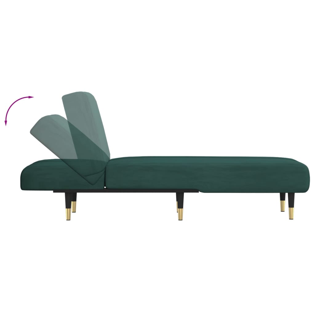 Chaise longue vert foncé velours - XIOS