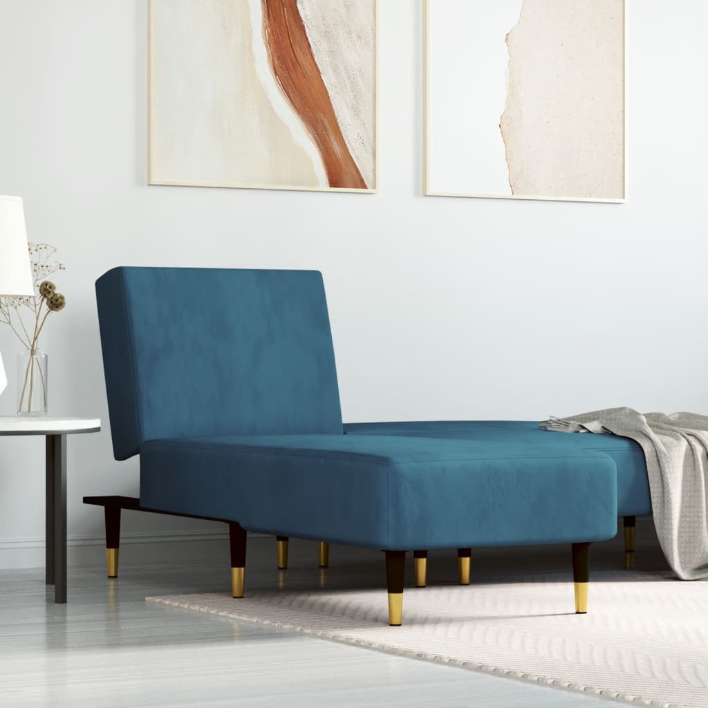 Chaise longue bleu velours - XIOS