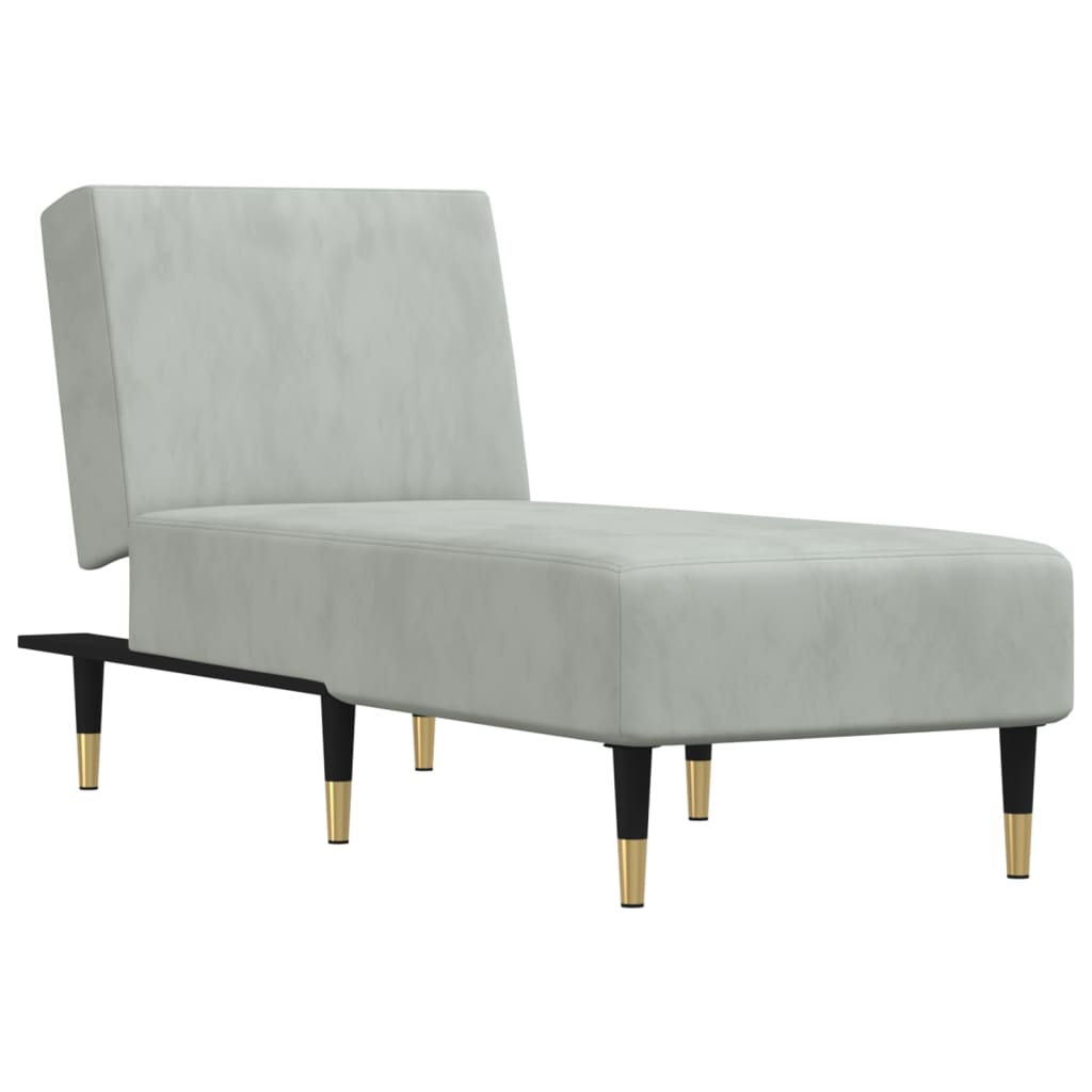 Chaise longue gris clair velours - XIOS