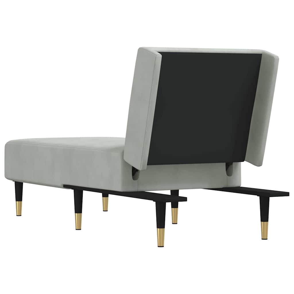 Chaise longue gris clair velours - XIOS