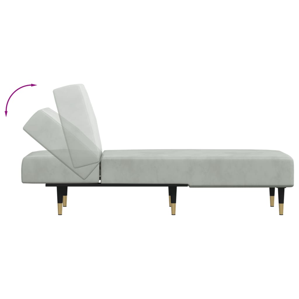Chaise longue gris clair velours - XIOS