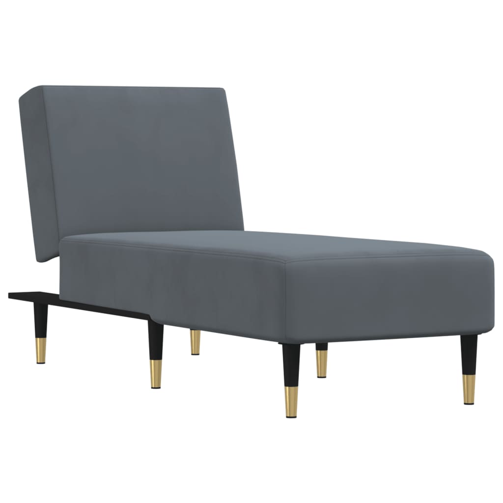 Chaise longue gris foncé velours - XIOS