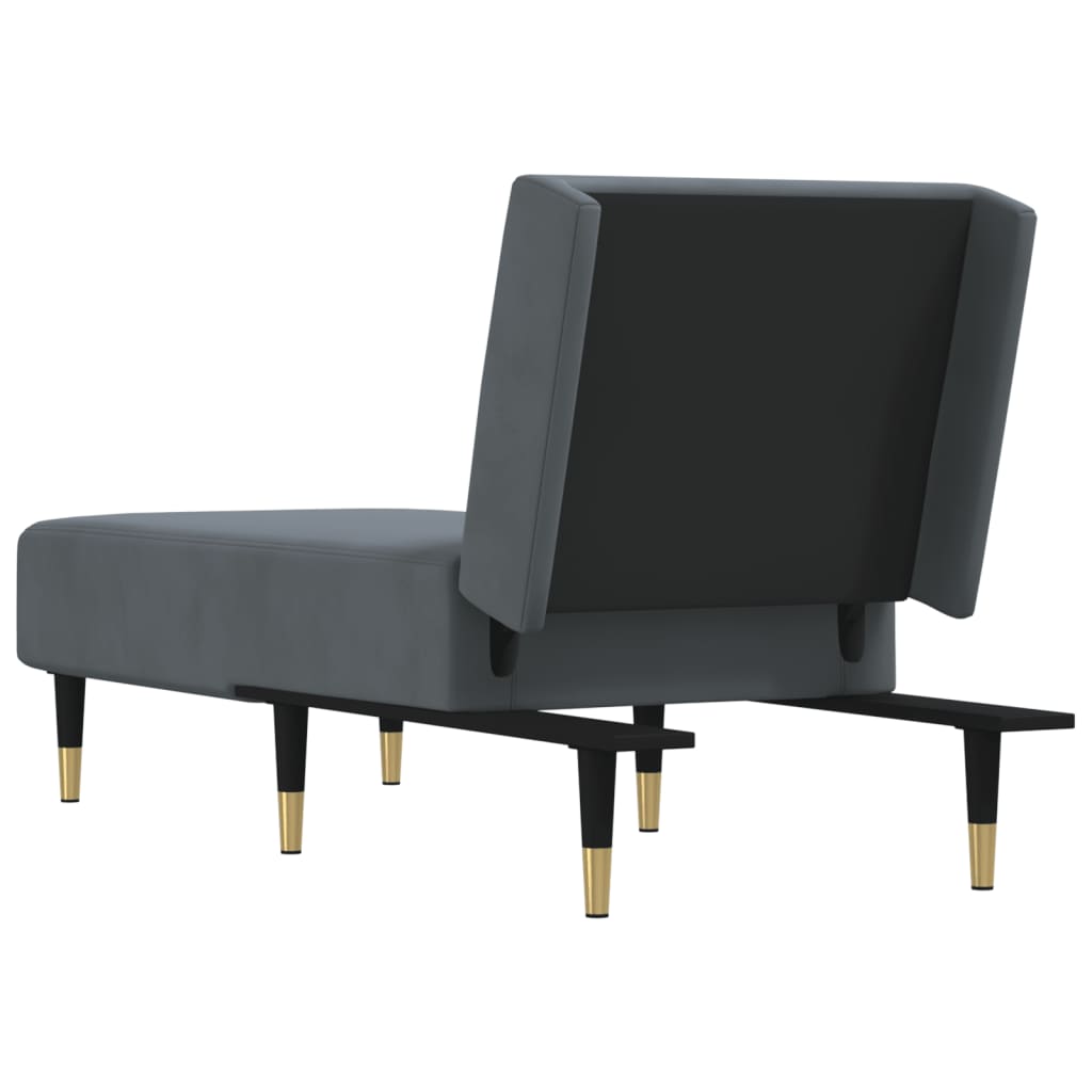Chaise longue gris foncé velours - XIOS