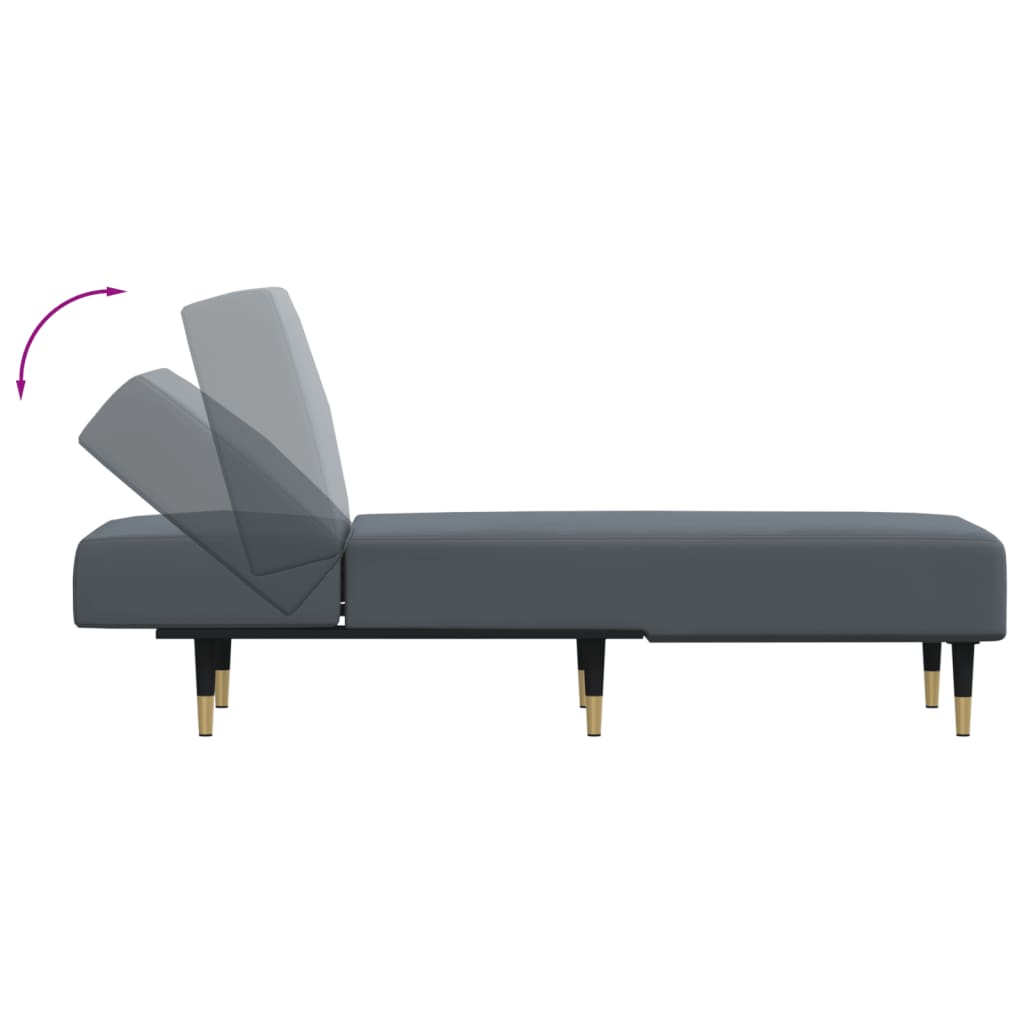 Chaise longue gris foncé velours - XIOS
