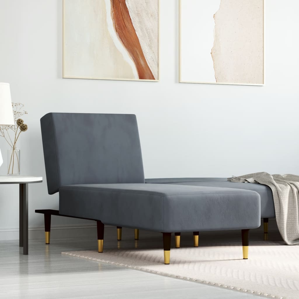 Chaise longue gris foncé velours - XIOS