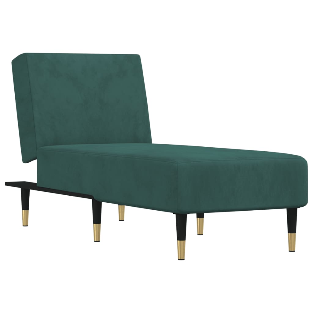 Chaise longue vert foncé velours - XIOS