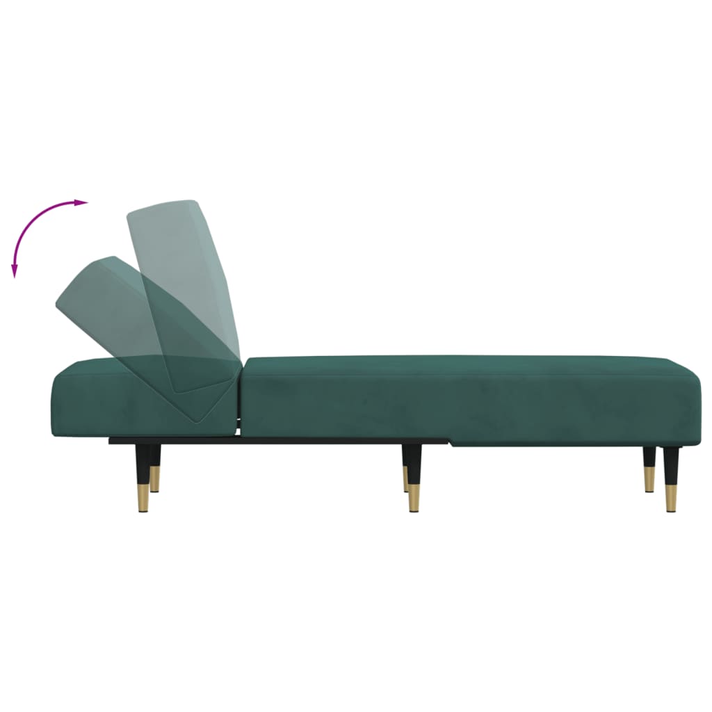 Chaise longue vert foncé velours - XIOS