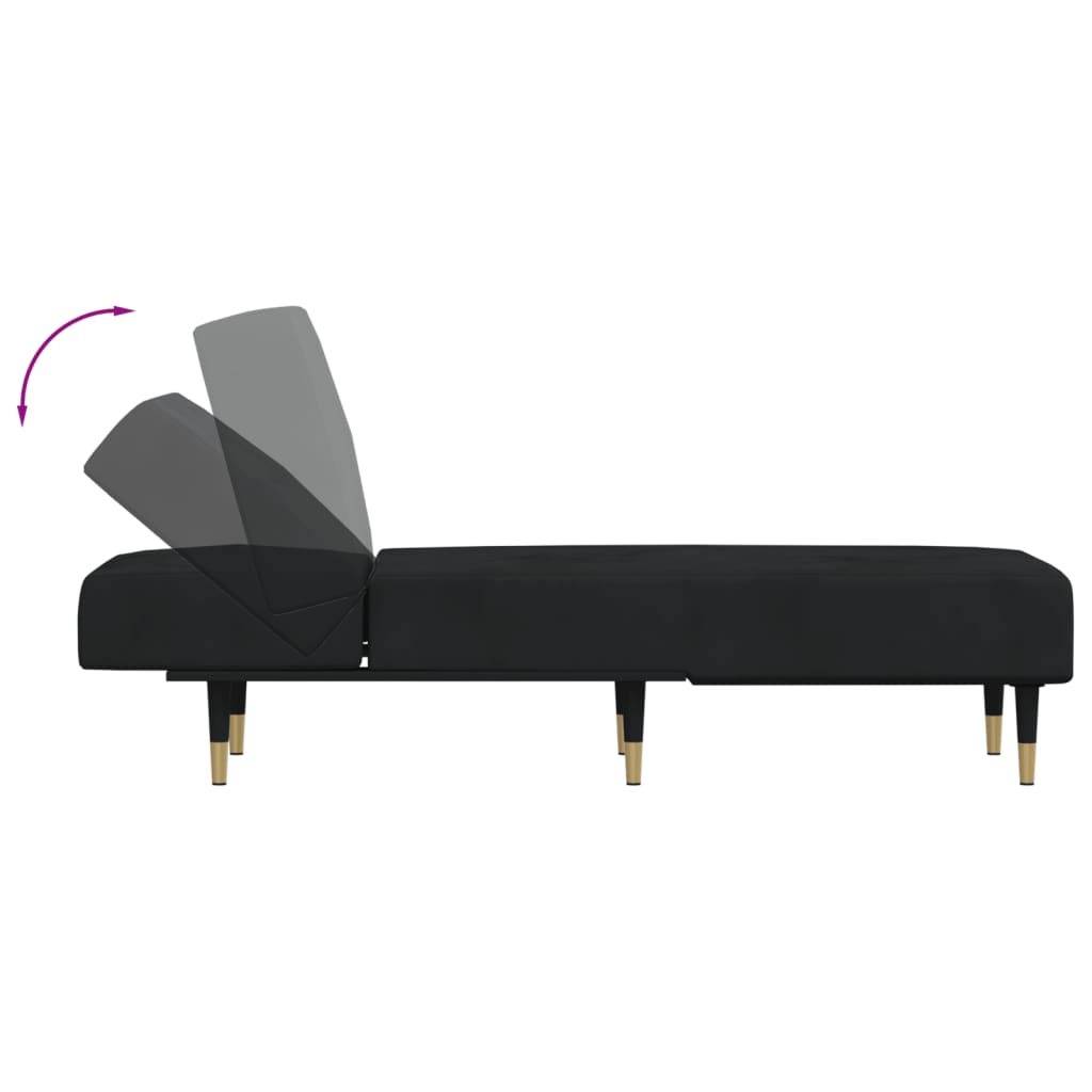 Chaise longue noir velours - XIOS