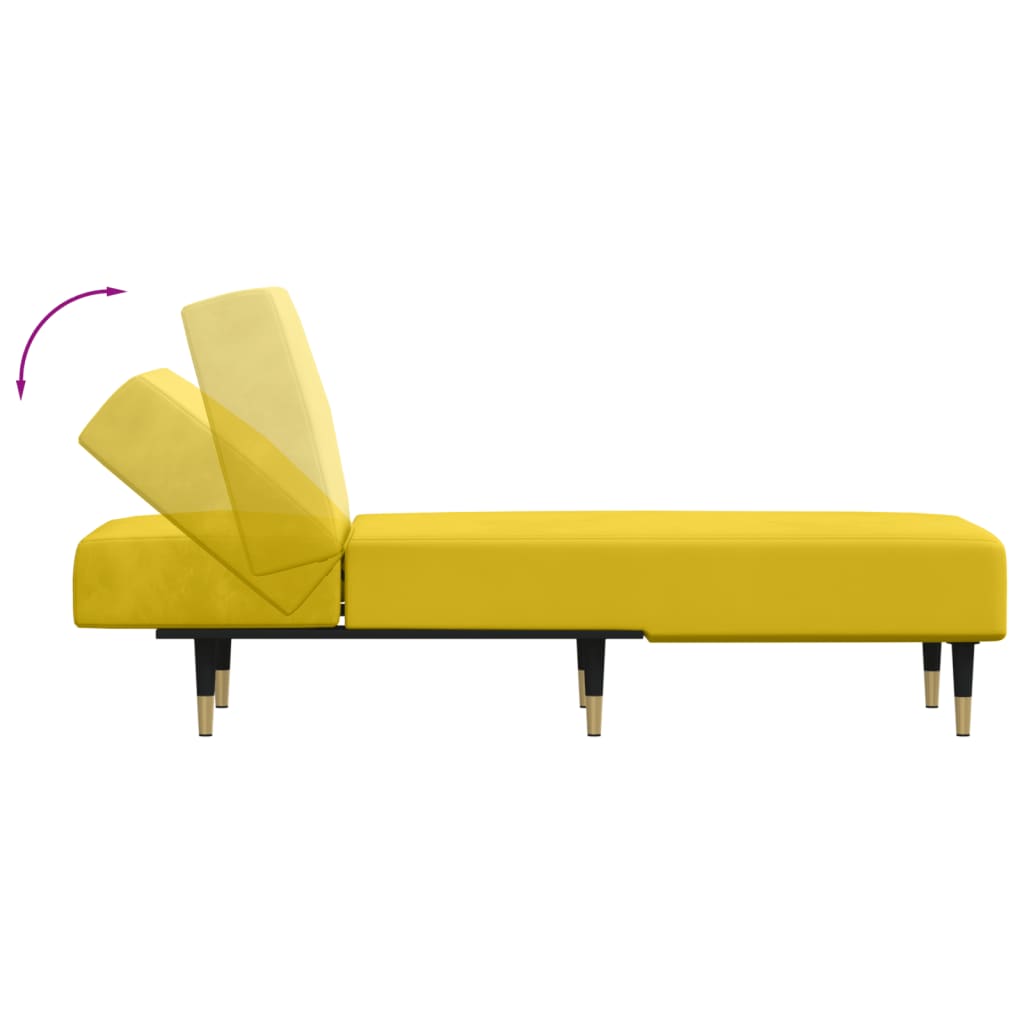 Chaise longue jaune velours - XIOS