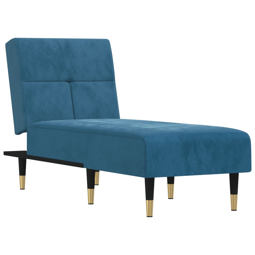 Chaise longue bleu velours - XIOS