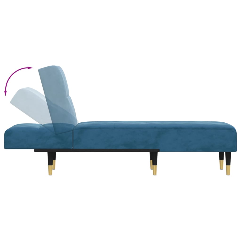 Chaise longue bleu velours - XIOS