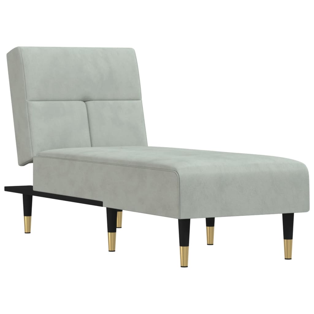 Chaise longue gris clair velours - XIOS