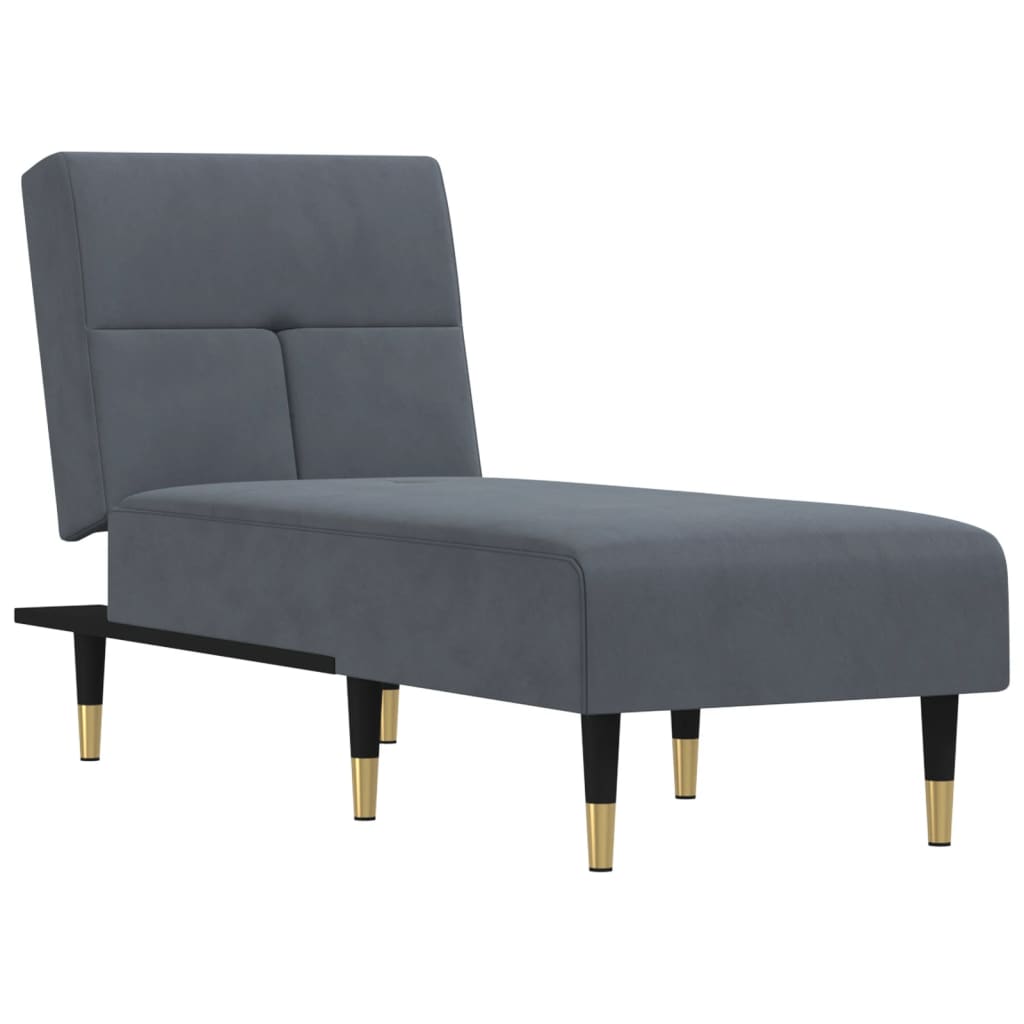 Chaise longue gris foncé velours - XIOS