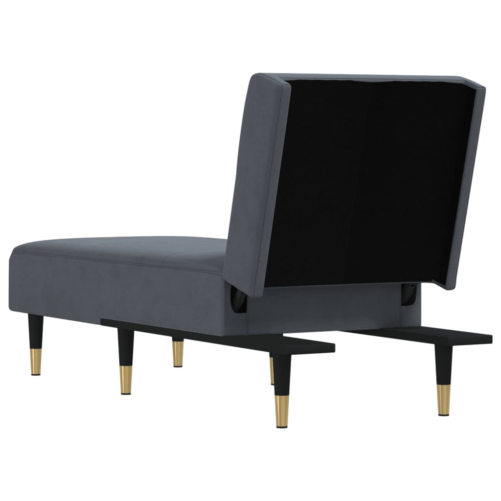 Chaise longue gris foncé velours - XIOS