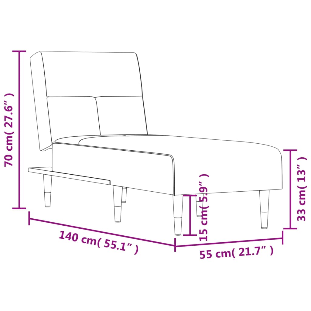Chaise longue gris foncé velours - XIOS