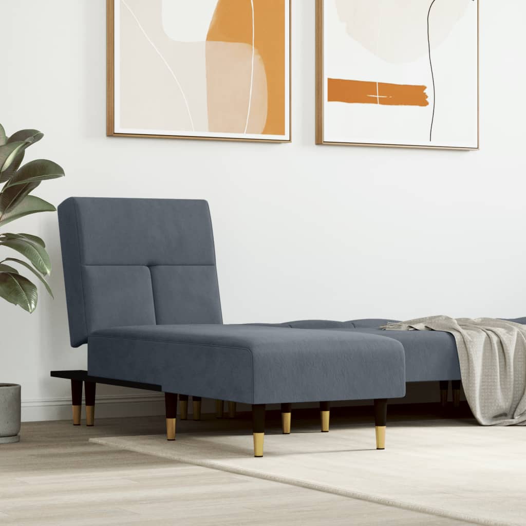 Chaise longue gris foncé velours - XIOS