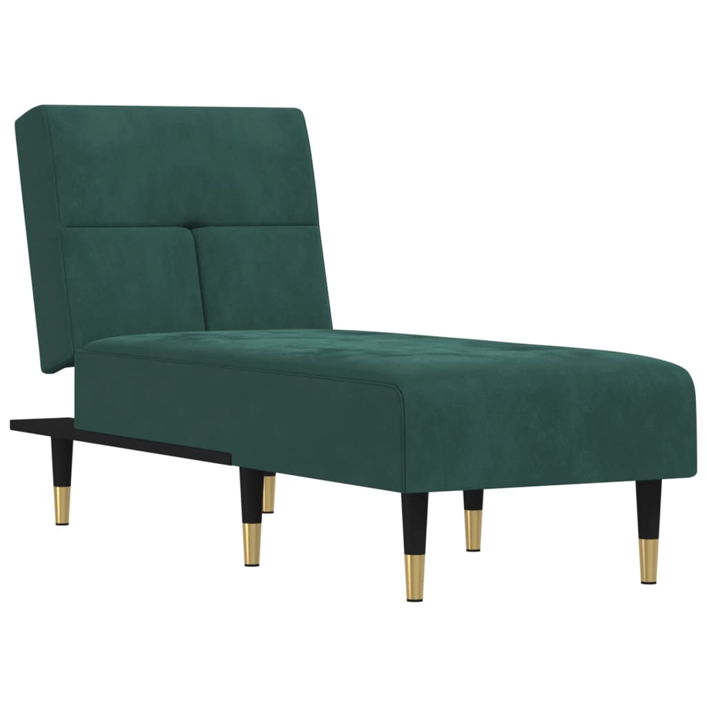 Chaise longue vert foncé velours - XIOS