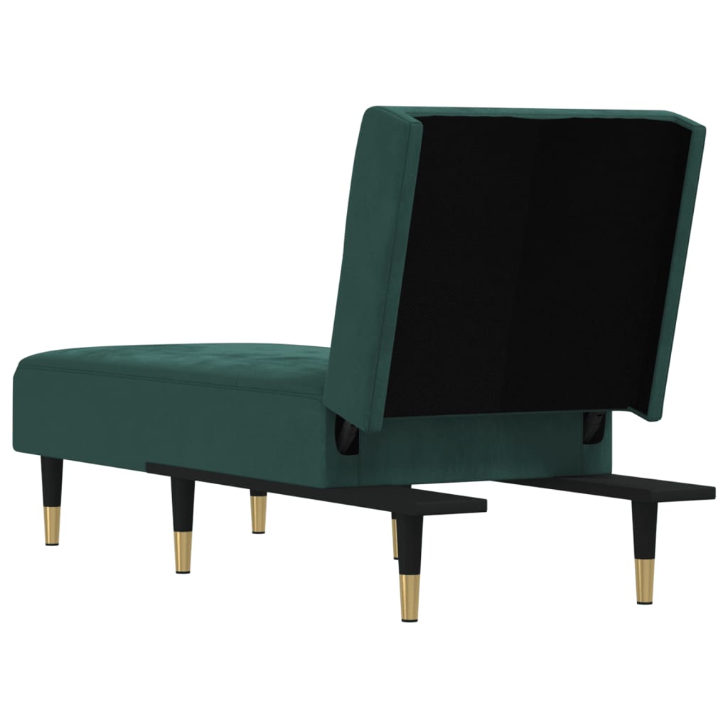 Chaise longue vert foncé velours - XIOS