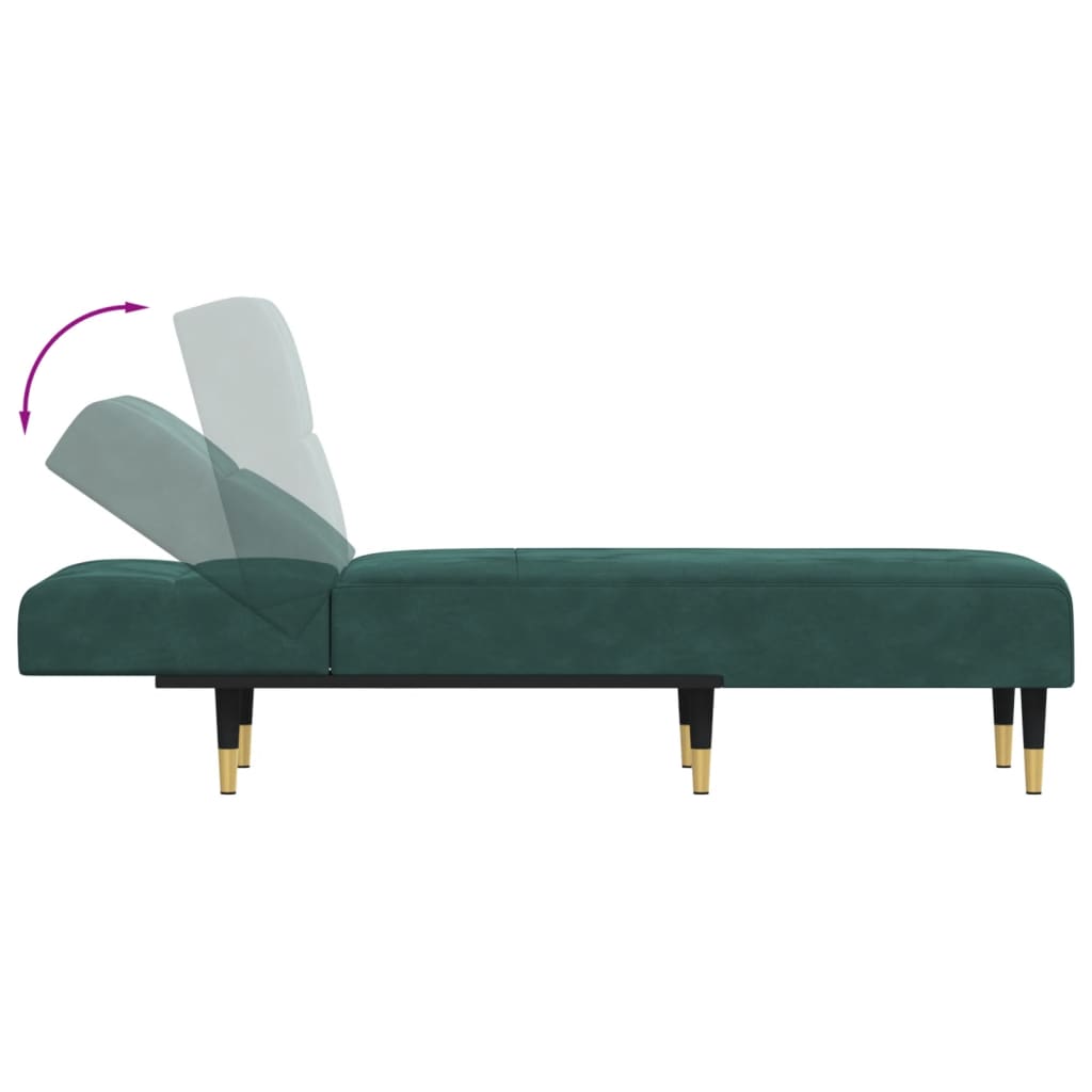 Chaise longue vert foncé velours - XIOS