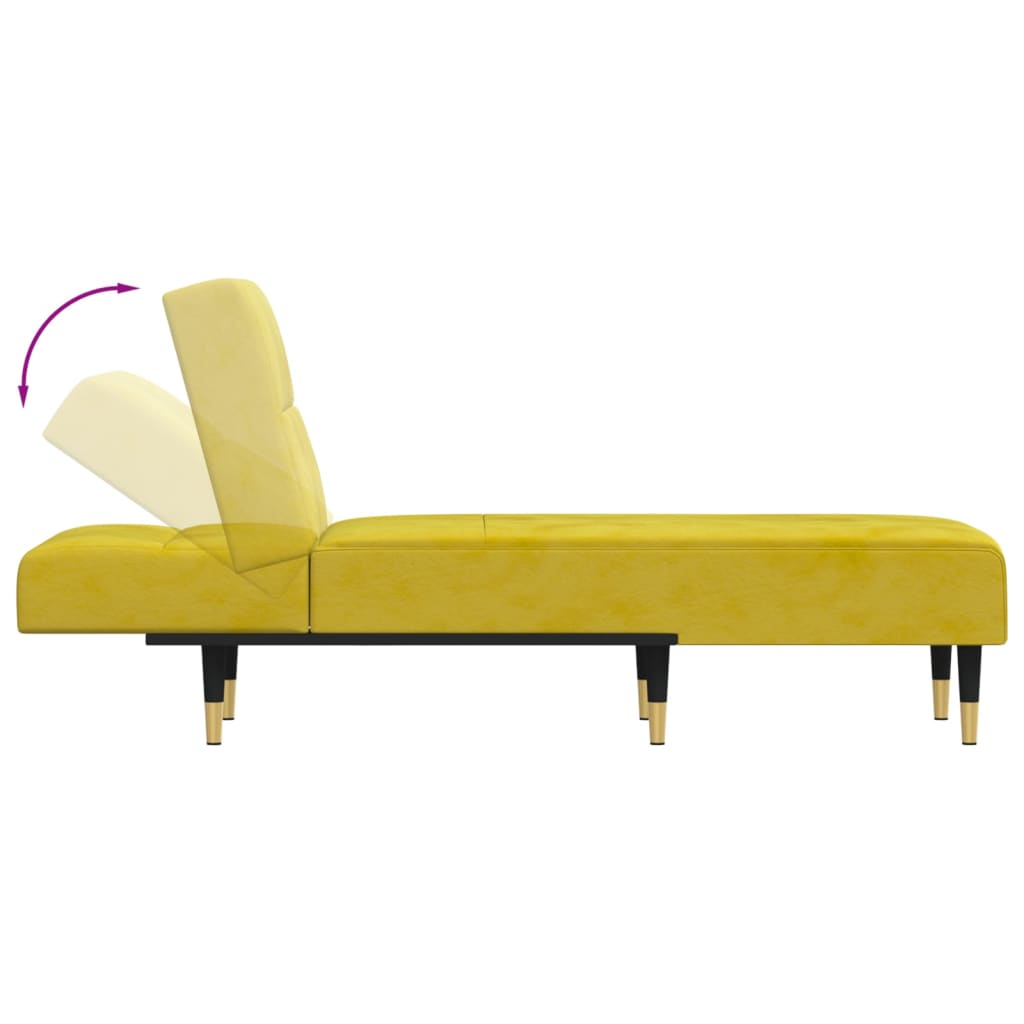Chaise longue jaune velours - XIOS