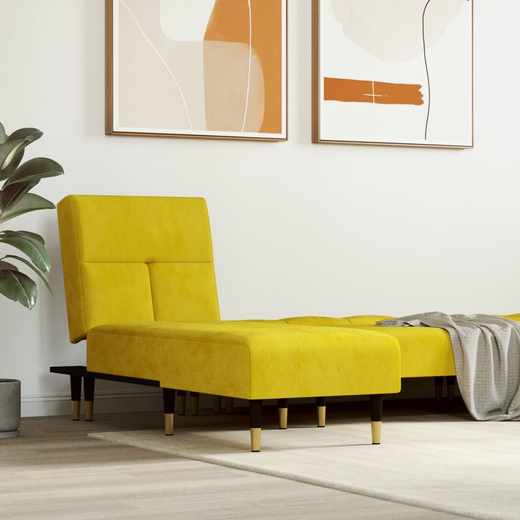 Chaise longue jaune velours - XIOS