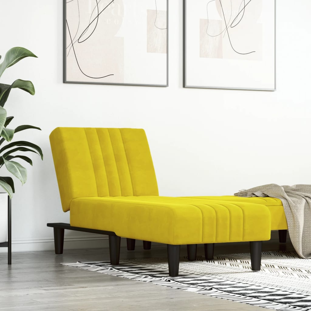 Chaise longue jaune velours - XIOS