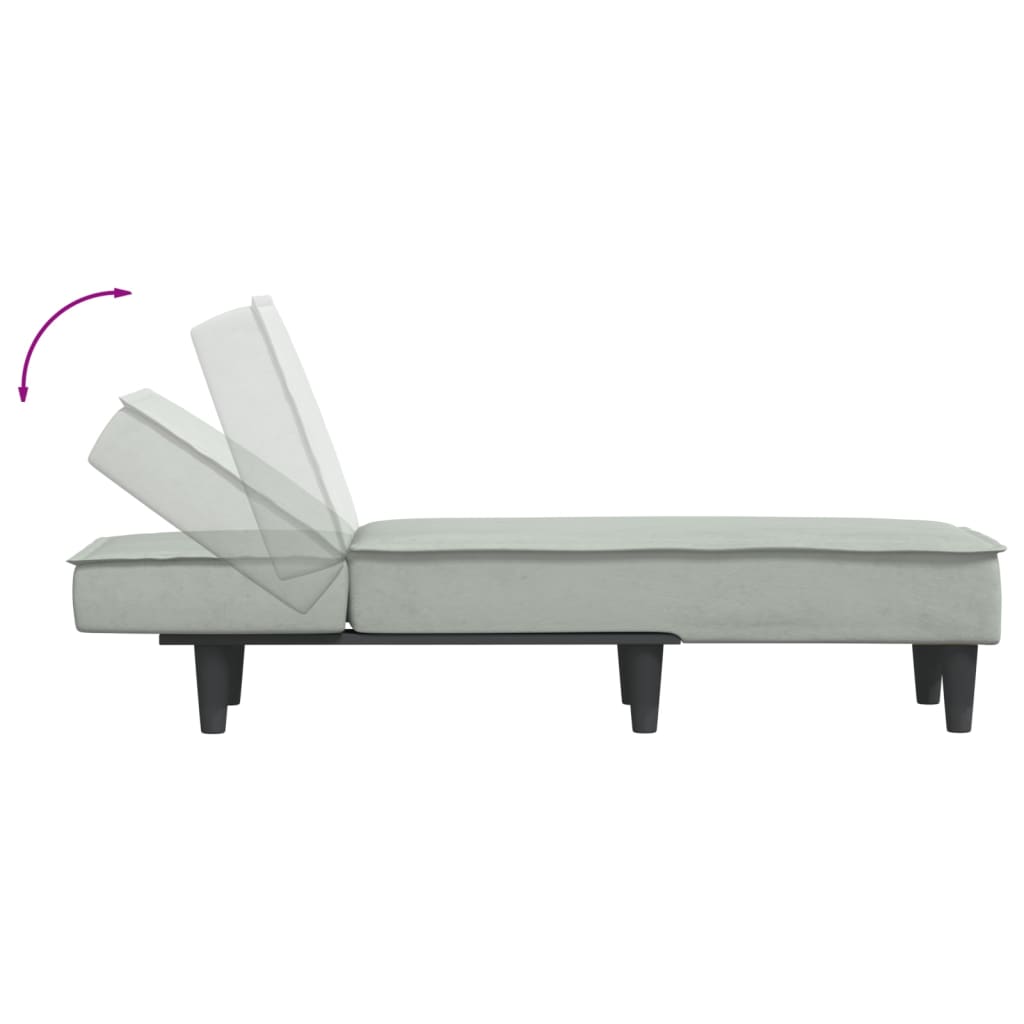 Chaise longue gris clair velours - XIOS