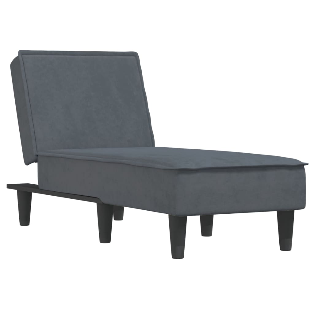 Chaise longue gris foncé velours - XIOS
