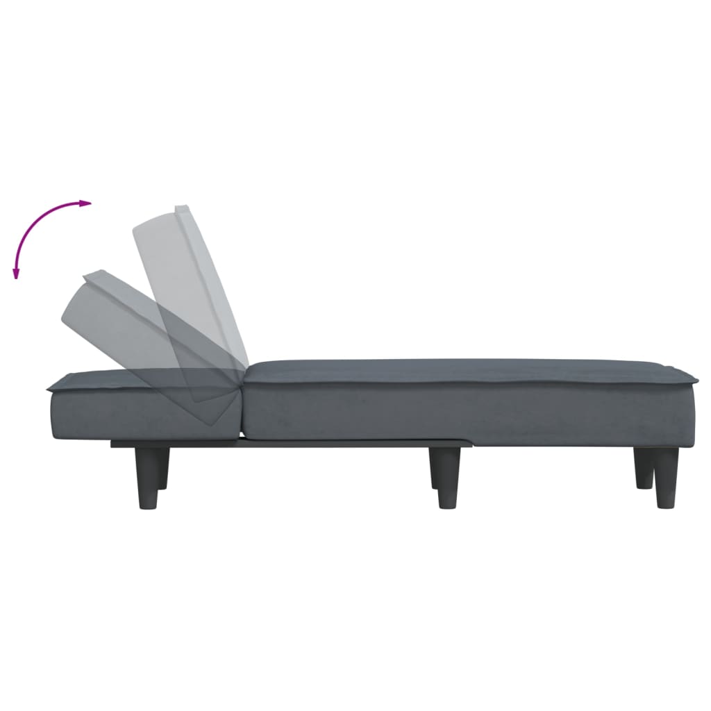 Chaise longue gris foncé velours - XIOS