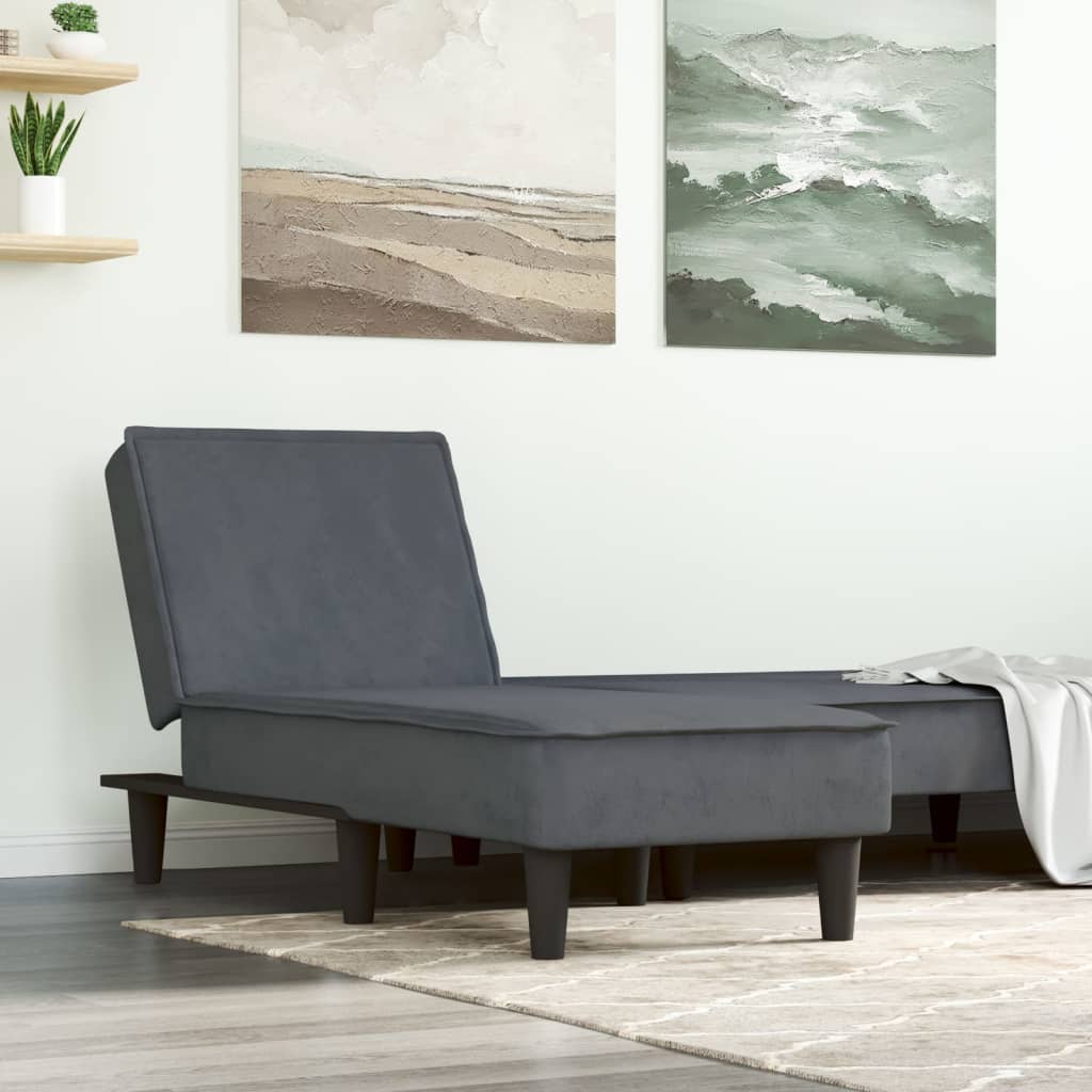 Chaise longue gris foncé velours - XIOS