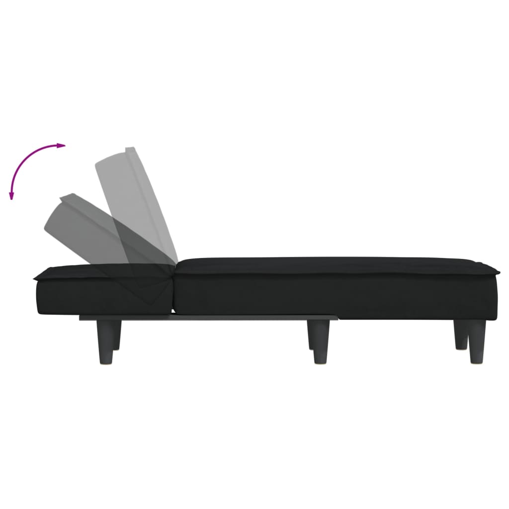 Chaise longue noir velours - XIOS