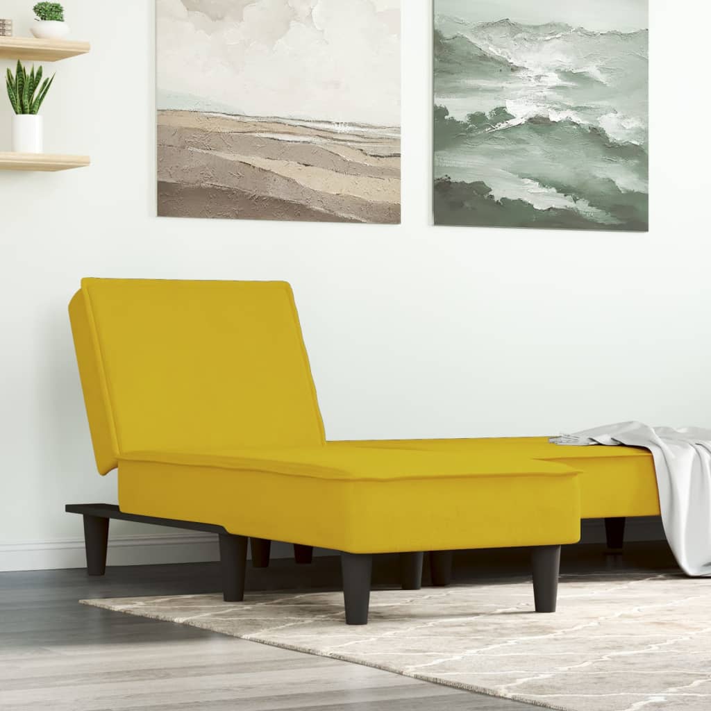 Chaise longue jaune velours - XIOS