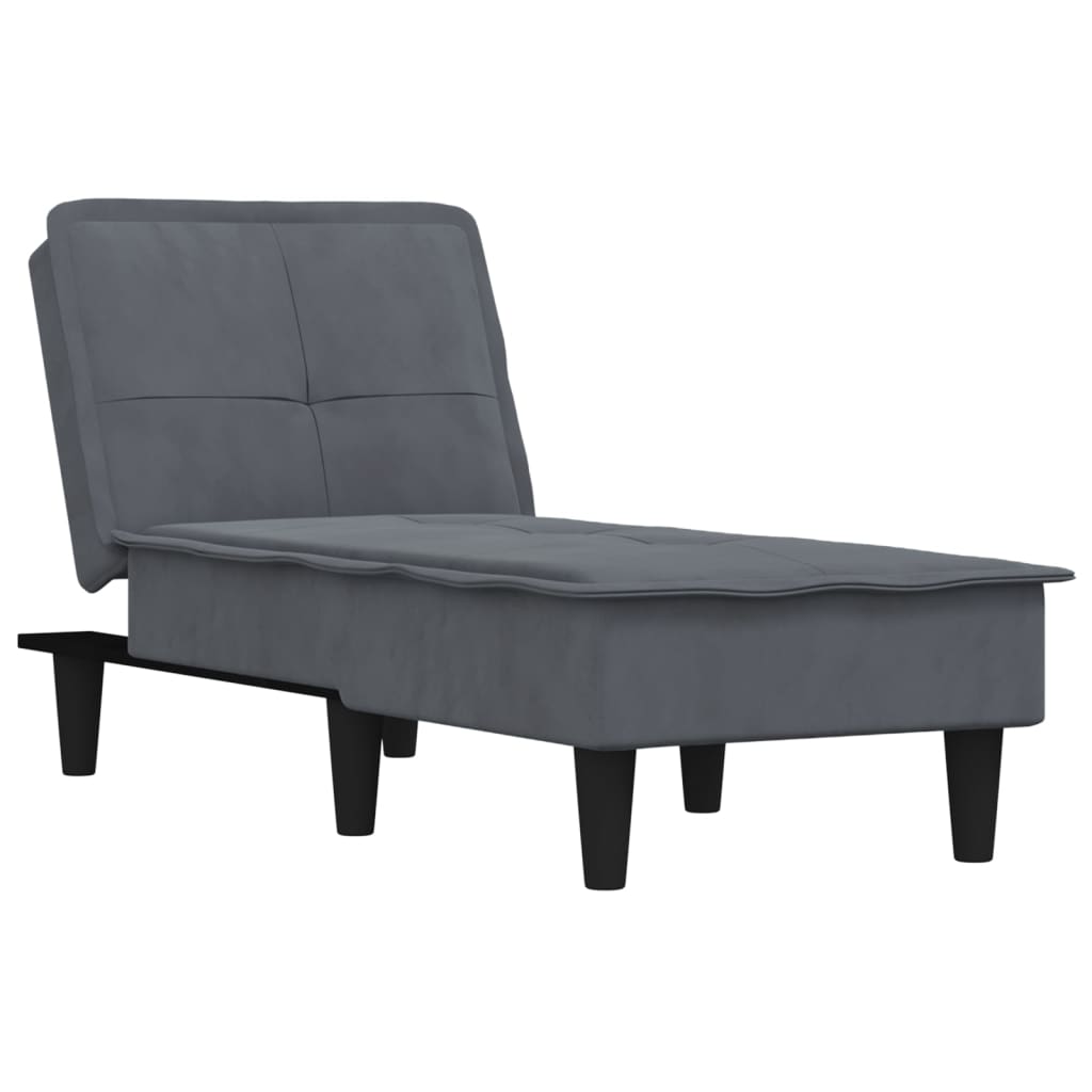 Chaise longue gris foncé velours - XIOS